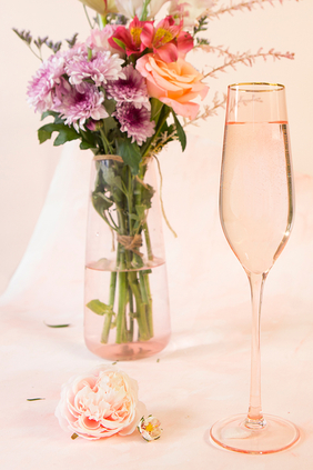 Champagne Flute Crystal Rose Glasses, Set of 2